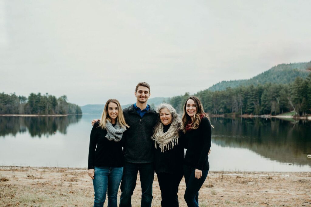 Family at a lake